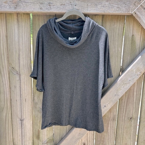 Lou & Grey Signaturesoft Dark Grey Cowl Neck Loose Fit Bell Sleeve Sweater Top - Picture 1 of 7